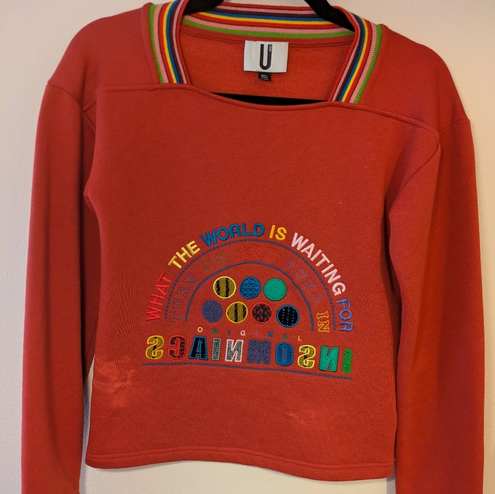 Burnt Orange Cropped Square-neck sweatshirt